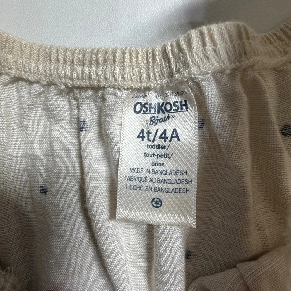 OshKosh B'gosh Jumpsuit Toddler 4T Beige Polka Dot Flutter Sleeve EcoVero Cotton